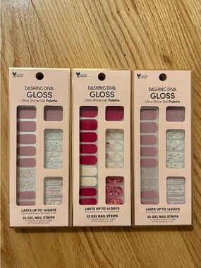 New 3 packs Dashing Diva Gloss Ultra Shine Gel Nail Strips -